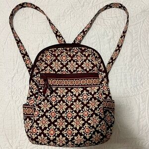 Vera Bradley Backpack Brown Orange Gold and Maroon Retired Medallion Pattern